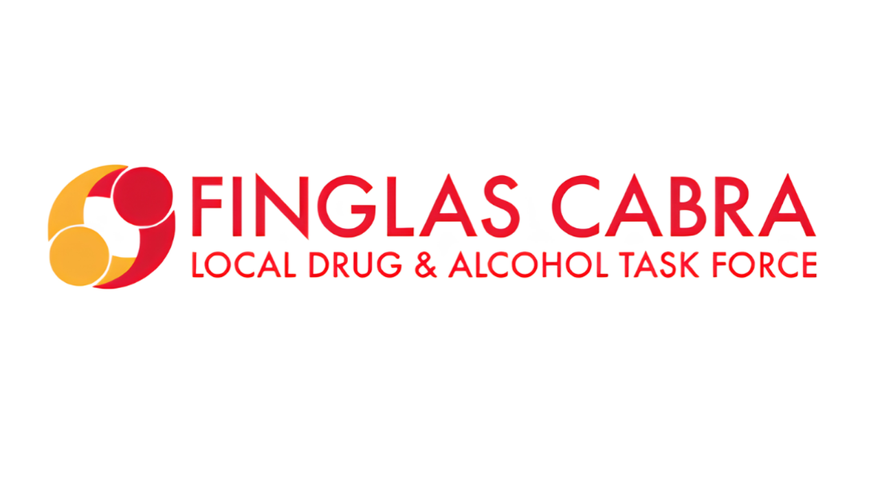 Logo of Finglas Cabra Local Drug & Alcohol Task Force with red and orange circular design elements.